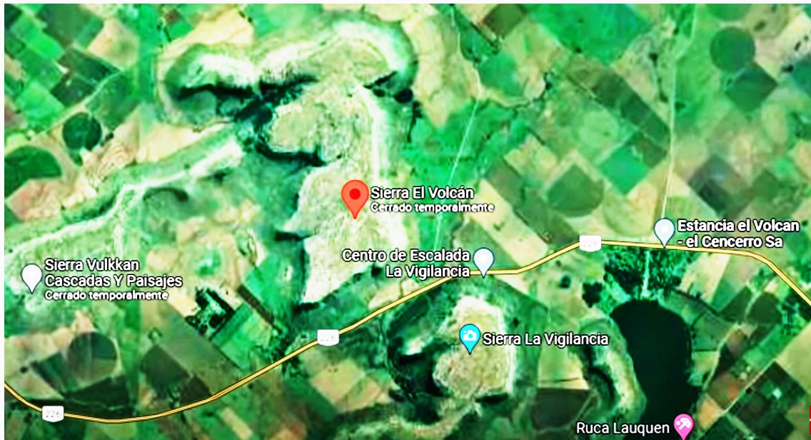 Map showing volcanic region