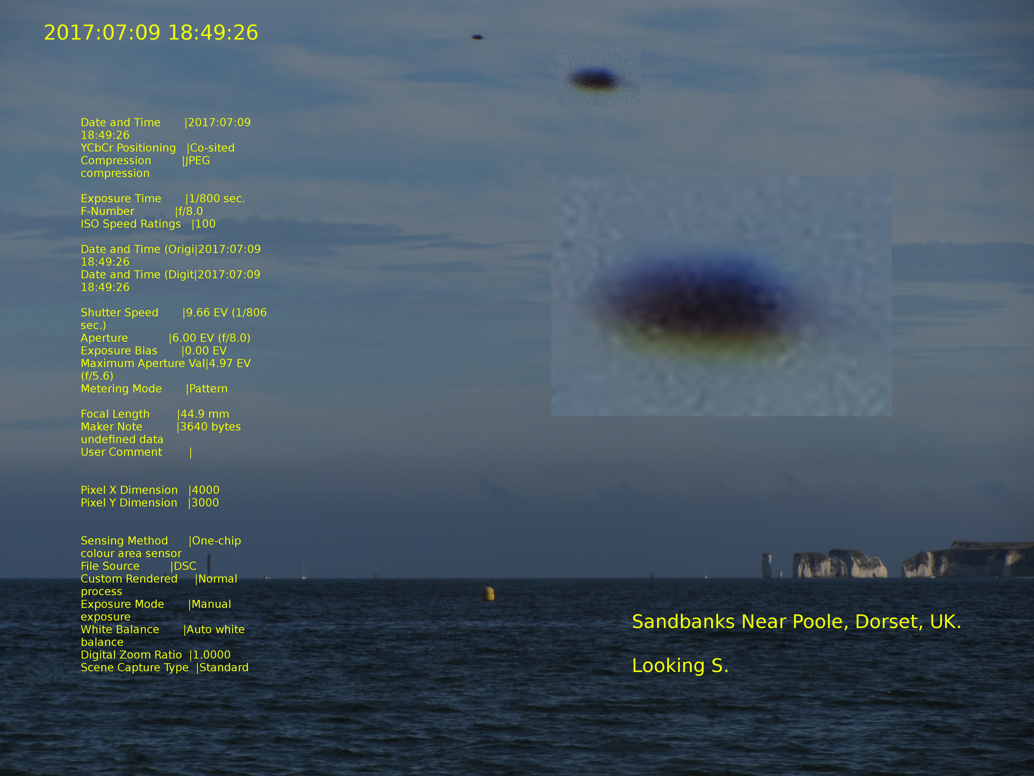 Disc-like object over Sandbanks